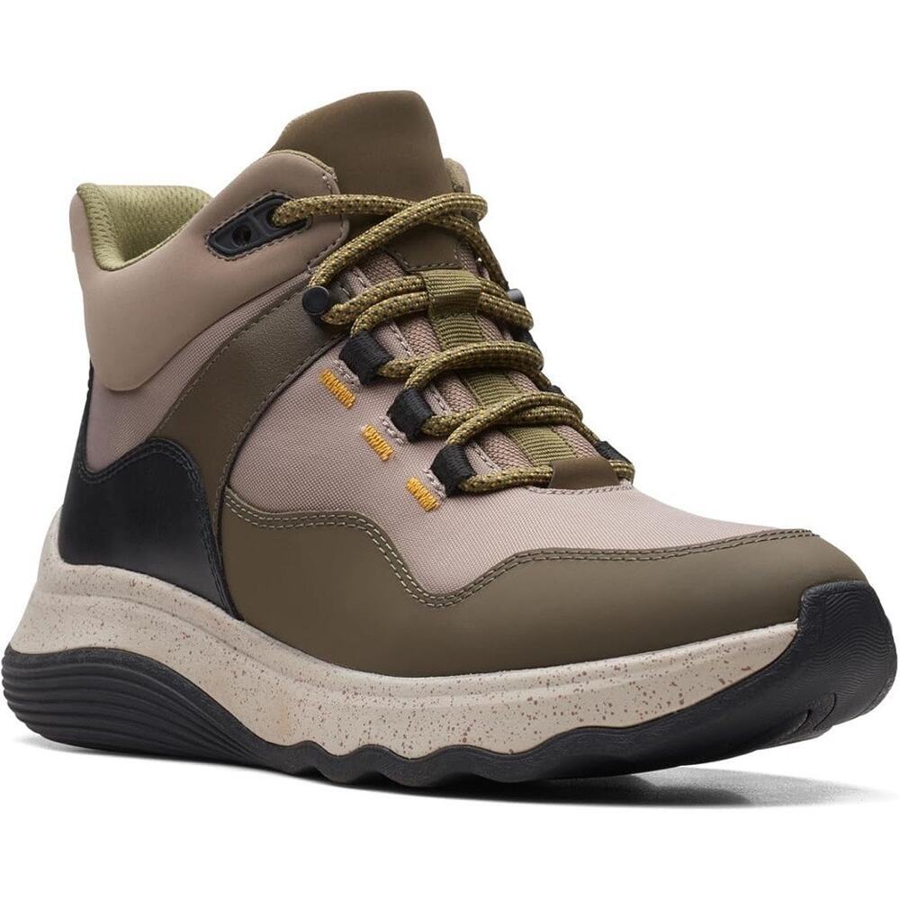 NIB Clarks Jaunt Lo 9.5M Comfort Hiker Leather Boots Mid Top Dark Olive